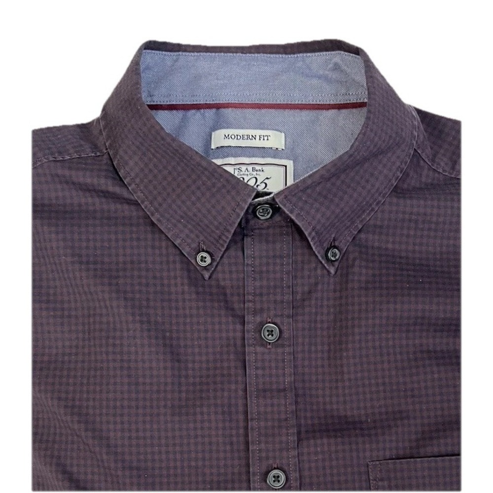 Jos. A. Bank 1905 Collection Modern Fit Shirt Mens Large Purple Micro Check L/S